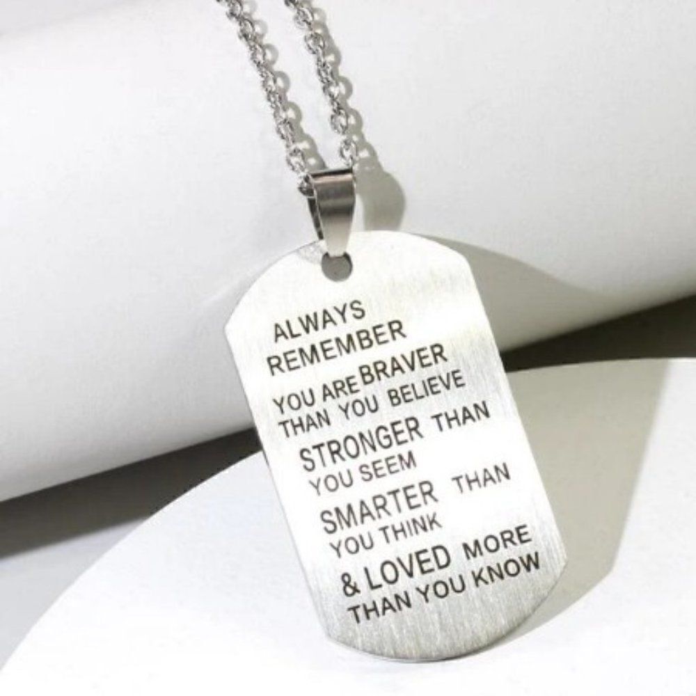 STAINLESS STEEL EMPOWERING DOG TAG NECKLACE - Picture 2 of 5